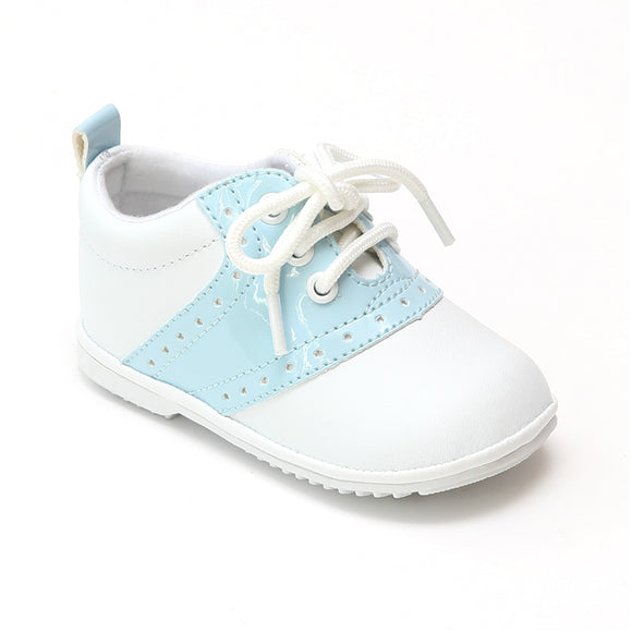 Angel Baby Boys Lace Up Patent Saddle Oxfords - Babychelle.com