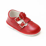 Angel Baby Girls Hattie Double Buckle Red Leather English Mary Jane - Babychelle.com
