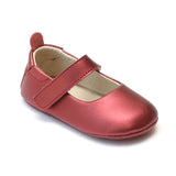 L'Amour Infant Girls Metallic Red Leather Crib Mary Janes - Babychelle.com