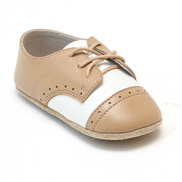 Infant Baby Boys Beige Tan Saddle Crib Shoe - Babychelle.com