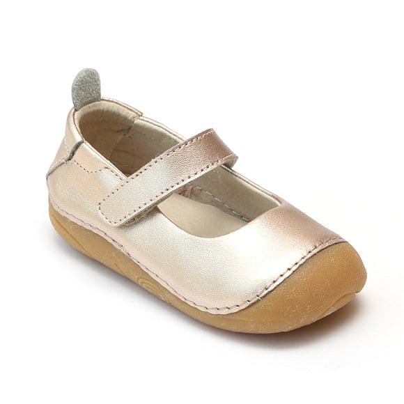 L'Amour Toddler Girls Copper Leather Flexible Mary Janes - babychelle.com