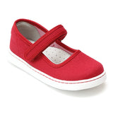 L'Amour Girls Jenna Red Canvas Mary Janes - Babychelle.com