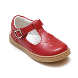 L'Amour Girls Chelsea Red Leather T-Strap Cupsole Mary Janes - Babychelle.com
