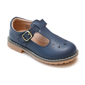 L'Amour Girls Agnes Navy Vintage Style T-Strap Mary Janes - Babychelle.com