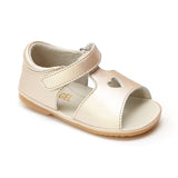 Angel Baby Girls Betsy Champagne Open Heart Leather Sandals - Babychelle.com