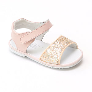 Angel Baby Girls Elise Glitter Pink Open Toe Sandals - Babychelle.com