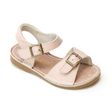 L'Amour Girls Olivia Dusty Pink Buckled Open Toe Leather Sandals - Babychelle.com
