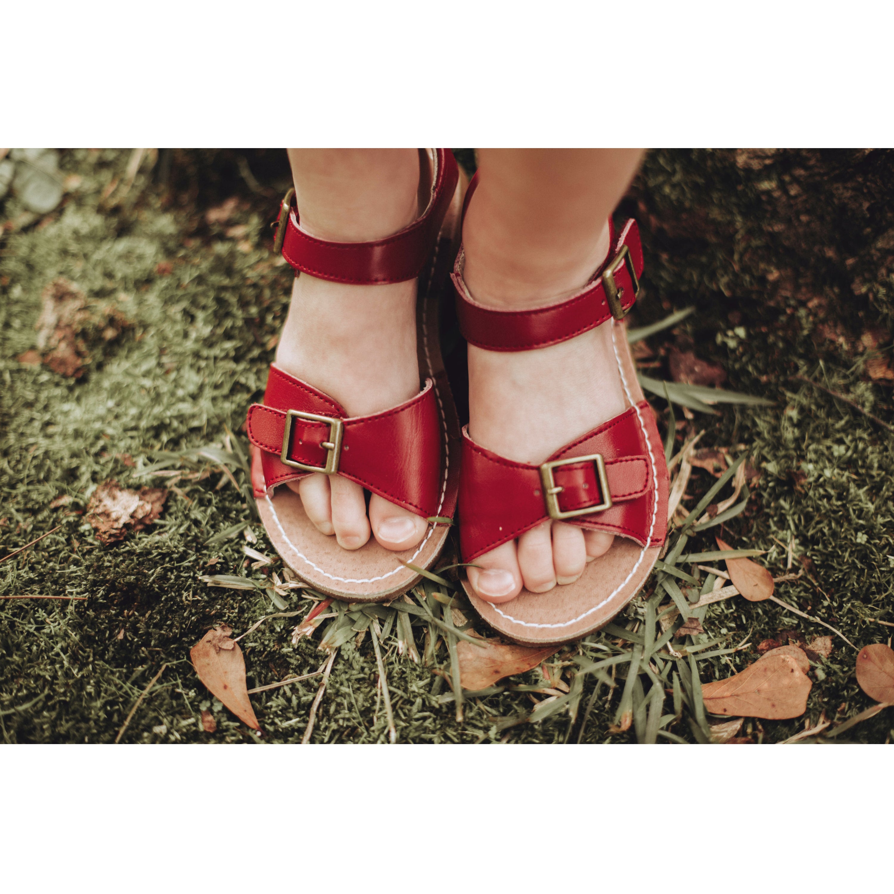 Products L'Amour Girls Olivia Buckled Open Toe Leather Sandals Title L'Amour Girls Olivia Red Buckled Open Toe Leather Sandals - Babychelle.com