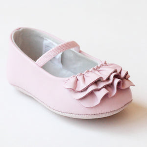 L'Amour Infant Girls C-330 Pink Ruffle Mary Janes