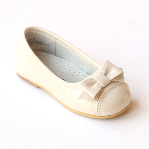 L'Amour Girls C-520 Patent Cream Bow Dress Flats