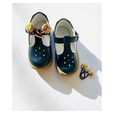 L'Amour Girls Chelsea Navy Leather T-Strap Cupsole Mary Janes - Babychelle.com