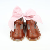 L'Amour Shoes Toddler Girls Cognac T-Strap Leather School Mary Janes - Babychelle.com