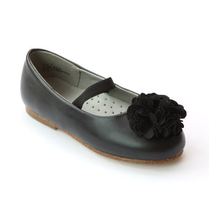 L'Amour Girls Black Pom Pom Flats - Babychelle.com