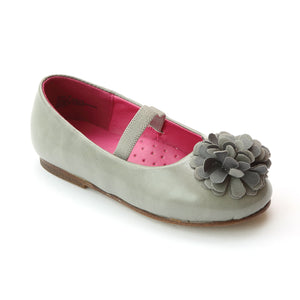 L'Amour Girls Gray Pom Pom Flats - Babychelle.com