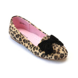 L'Amour Girls Furry Leopard Brown Flats - Babychelle.com
