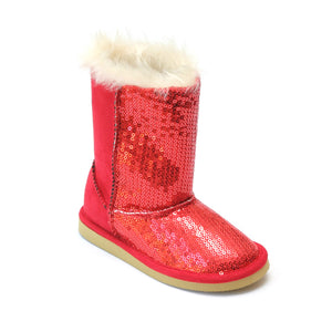 L'Amour Girls D930 Red Sequin Boots - Babychelle.com