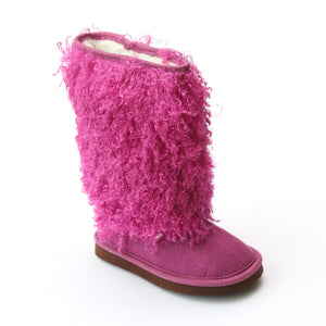 L'Amour Girls D990 Fuchsia Faux Shearling Boots - Babychelle.com