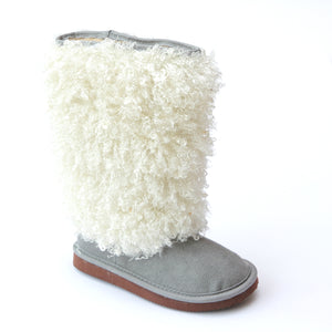 FINAL SALE - L'Amour Girls D990 Gray Faux Shearling Boots