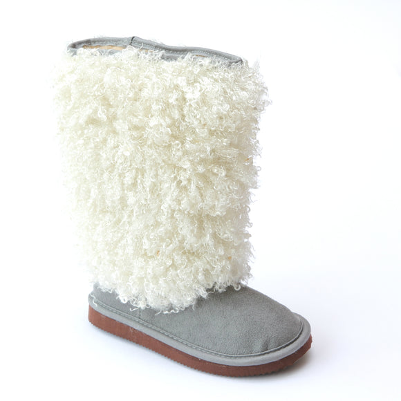 FINAL SALE - L'Amour Girls D990 Gray Faux Shearling Boots