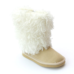 L'Amour Girls D990 Tan Faux Shearling Boots - Babychelle.com