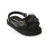L'Amour Girls Black Sequin EVA Foam Sandals with Strap - Babychelle.com