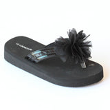 L'Amour Girls Black Sequin EVA Foam Sandals