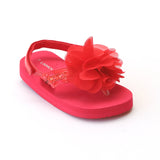 L'Amour Girls Red Sequin EVA Foam Sandals with Strap - Babychelle.com