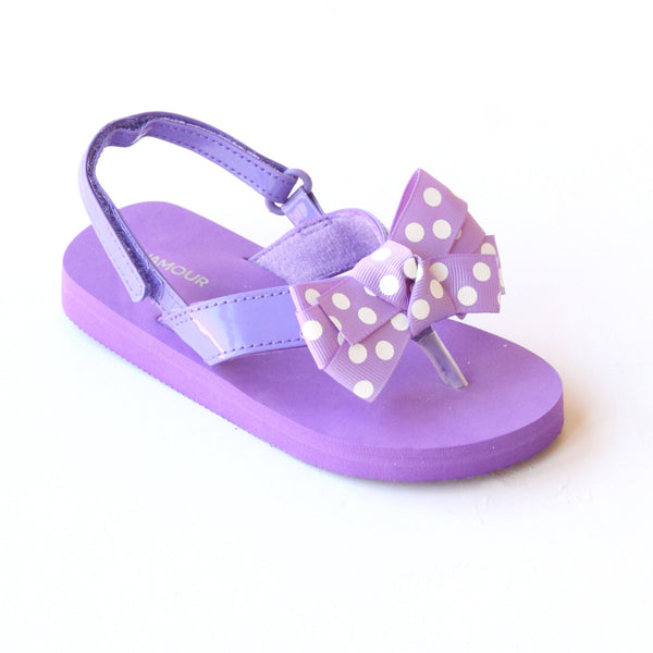 FINAL SALE L Amour Girls Polka Dot Bow Flip Flop Sandals Babychelle
