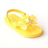 L'Amour Girls Yellow Polka Dot Bow Flip Flops