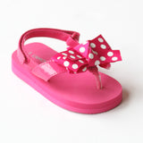 L'Amour Girls Fuchsia Polka Dot Bow Flip Flops