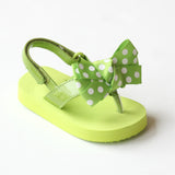 L'Amour Girls Lime Polka Dot Bow Flip Flop Sandals