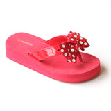 L'Amour Girls Red Polka Dot Bow Flip Flops