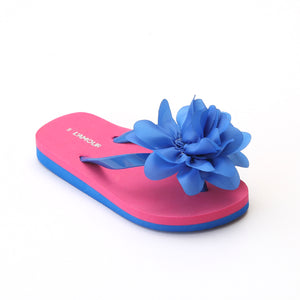 L'Amour Girls Pink Organza Flower Flip Flops - Babychelle.com