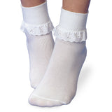 Girls White Eyelet Lace Cuff Ankle Socks - Babychelle.com