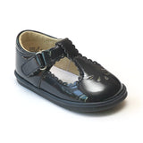 Angel Baby Girls Patent Navy Scalloped T-Strap Mary Janes - Babychelle.com