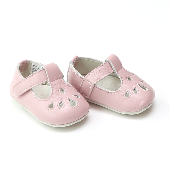 Angel Baby Infant Girls Pink Teardrop T-Strap Crib Mary Jane - Babychelle.com