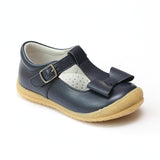 L'Amour Girls Navy T-Strap Bow Mary Janes - Babychelle.com