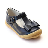 L'Amour Girls Navy T-Strap Bow Mary Janes - Babychelle.com