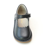 L'Amour Girls Scalloped Mary Janes - Classic Dressy Navy - Babychelle.com