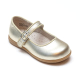 L'Amour Girls Olga Special Occasion Gold Leather Mary Jane with Piping - Babychelle.com