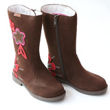 L'Amour Girls Brown Tall Flower Fall Boot - Babychelle.com