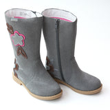 L'Amour Girls Gray Tall Flower Fall Boot - Babychelle.com