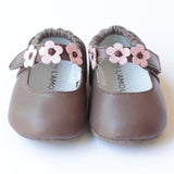 L'Amour Infant Girls F3002 Brown Flower Trio Mary Janes