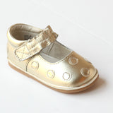 Angel Infant Girls G280 Polka Dot Gold Leather Mary Janes