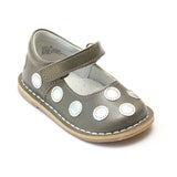 Angel Girls Silver Polka Dot Gray Leather Mary Janes - Babychelle.com