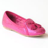 L'Amour Girls Fuchsia G420 Tassel Sequin Slippers