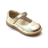 L'Amour Girls Gold Polka Dot Mary Janes - Babychelle.com