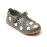 L'Amour Girls Gray Polka Dot Mary Janes - Babychelle.com