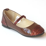 L'Amour Girls Brown G608 Glitter Cap Toe Flats