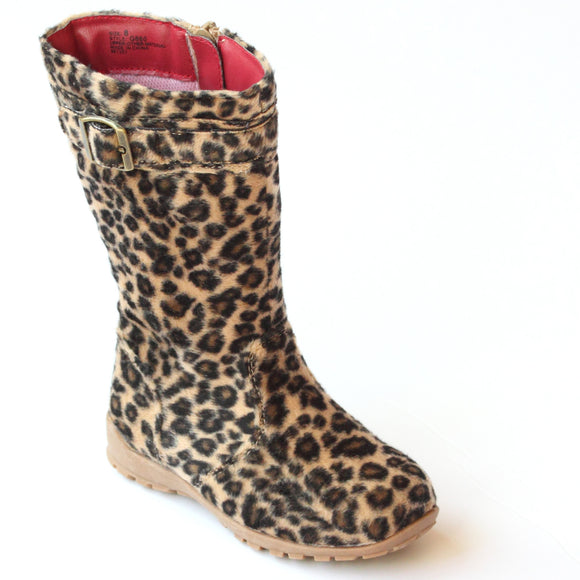 L'Amour Girls G860 Leopard Fashion Buckle Accent Boots